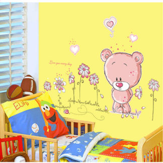 Pink Bear Nursery Kids Wall Decal