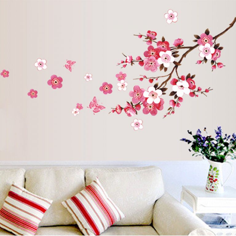 Pink Cherry Blossom Dropping Flower Wall Decal American Wall Decals
