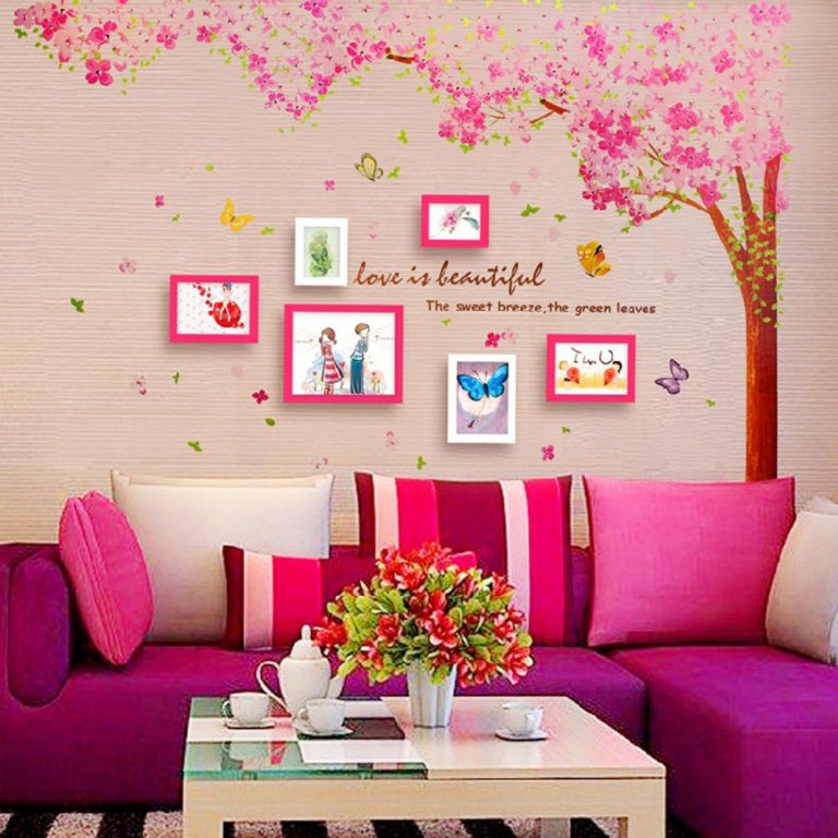 Pink Cherry Blossom Dropping Flower Wall Decal - American Wall Decals