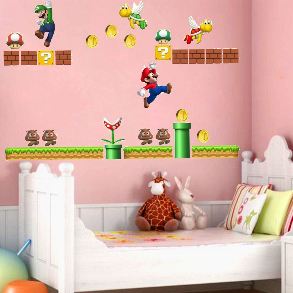 HomeEvolution Giant Super Mario Build a Scene Peel and Stick Wall Decals Stickers for Kids Boys Nursery Wall Art Room Decor 