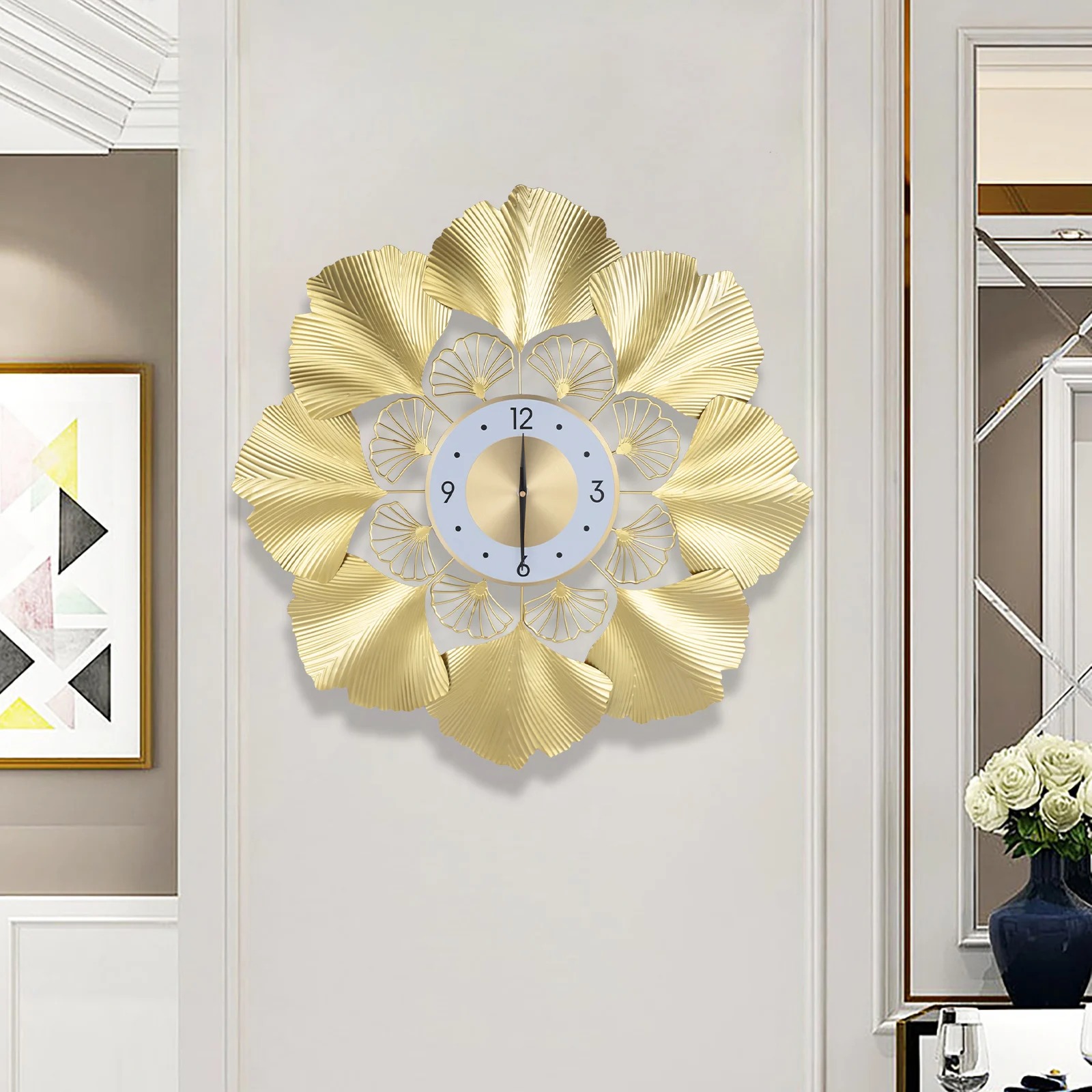 ginkgo flower wall clock